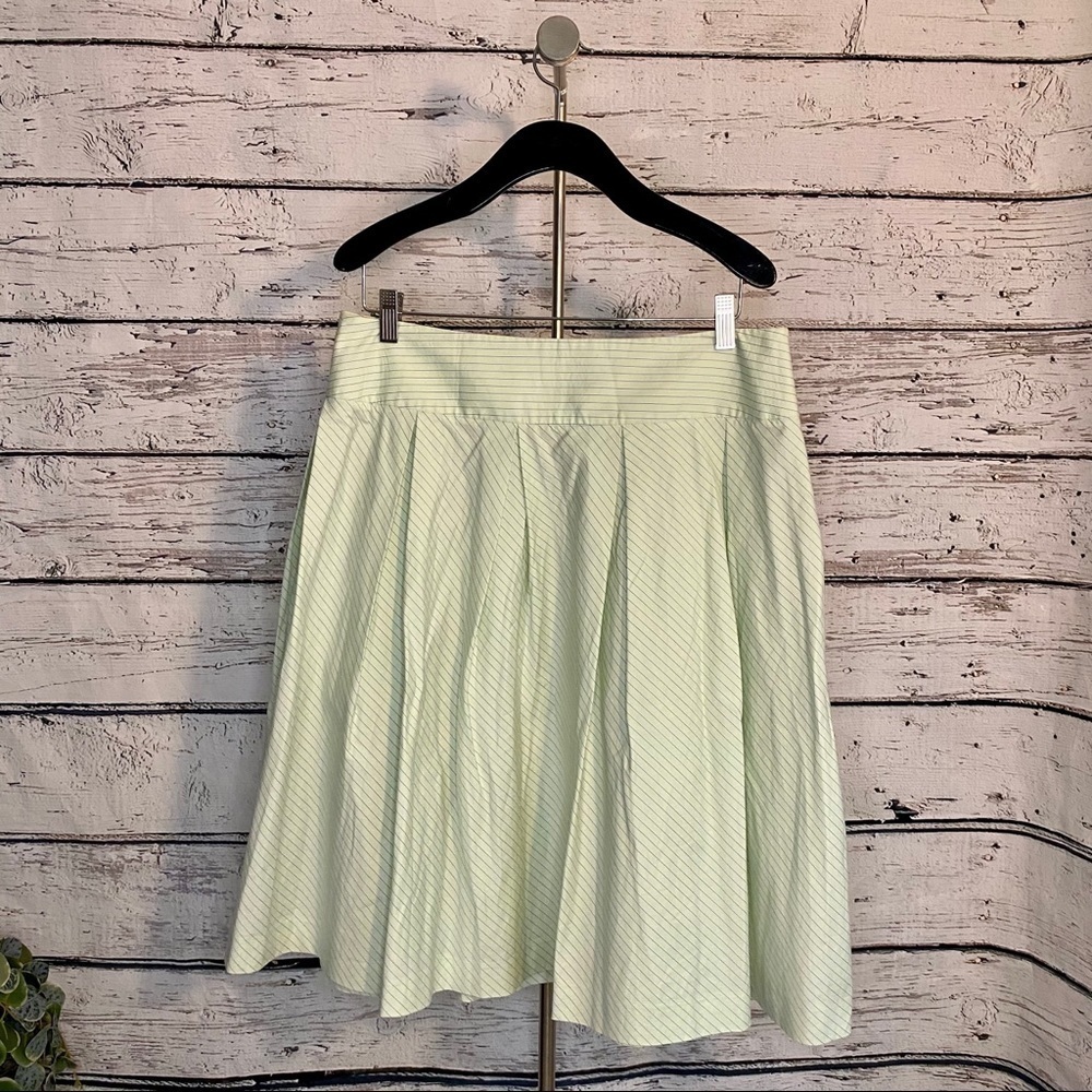 Theory light green pleated skirt